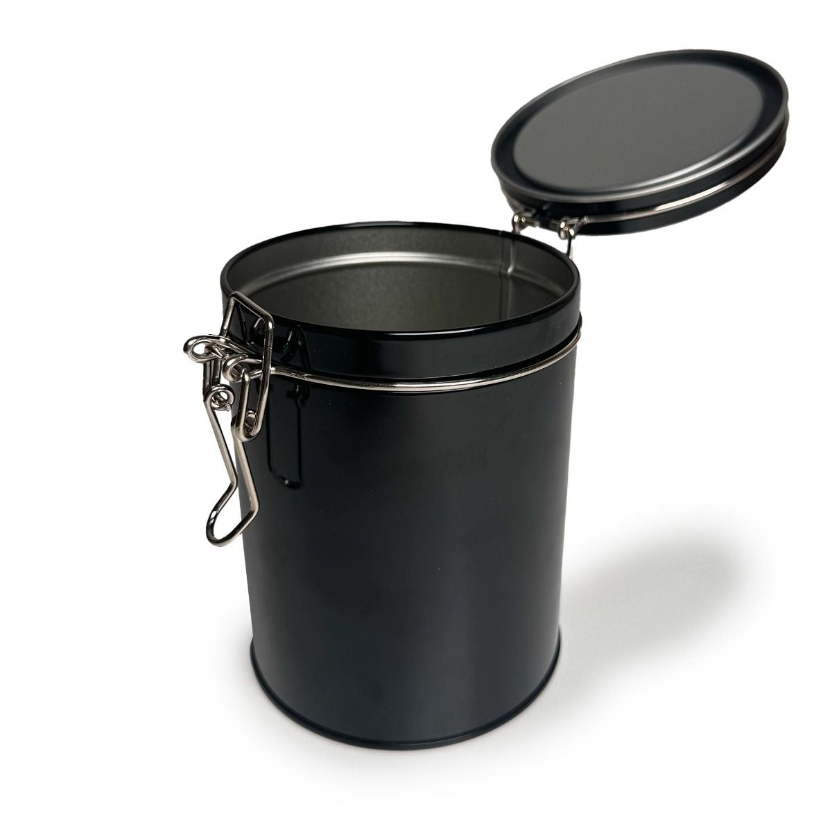 Rundburk med knäpplock - Svart (150 g)