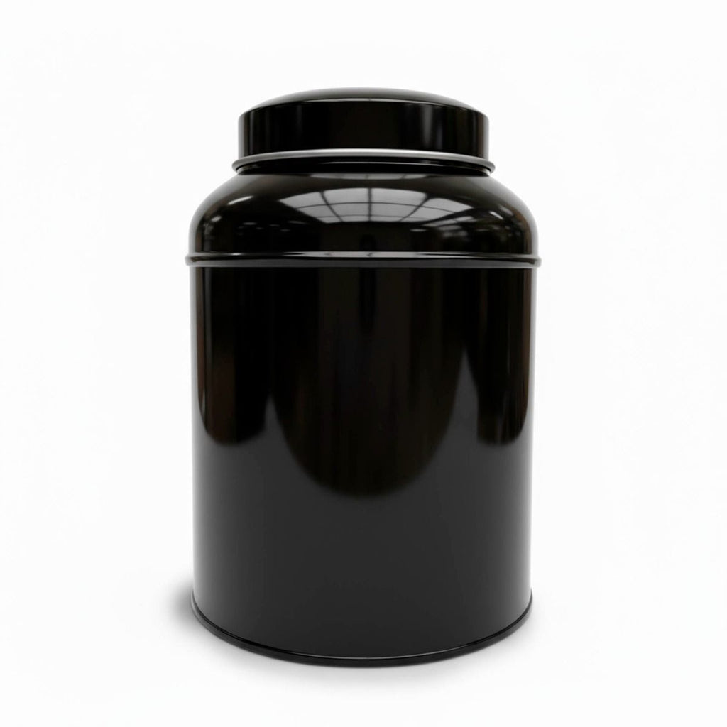 Victorian Inner-Lid Domed Round Tea Storage Tin – Black (100 g)