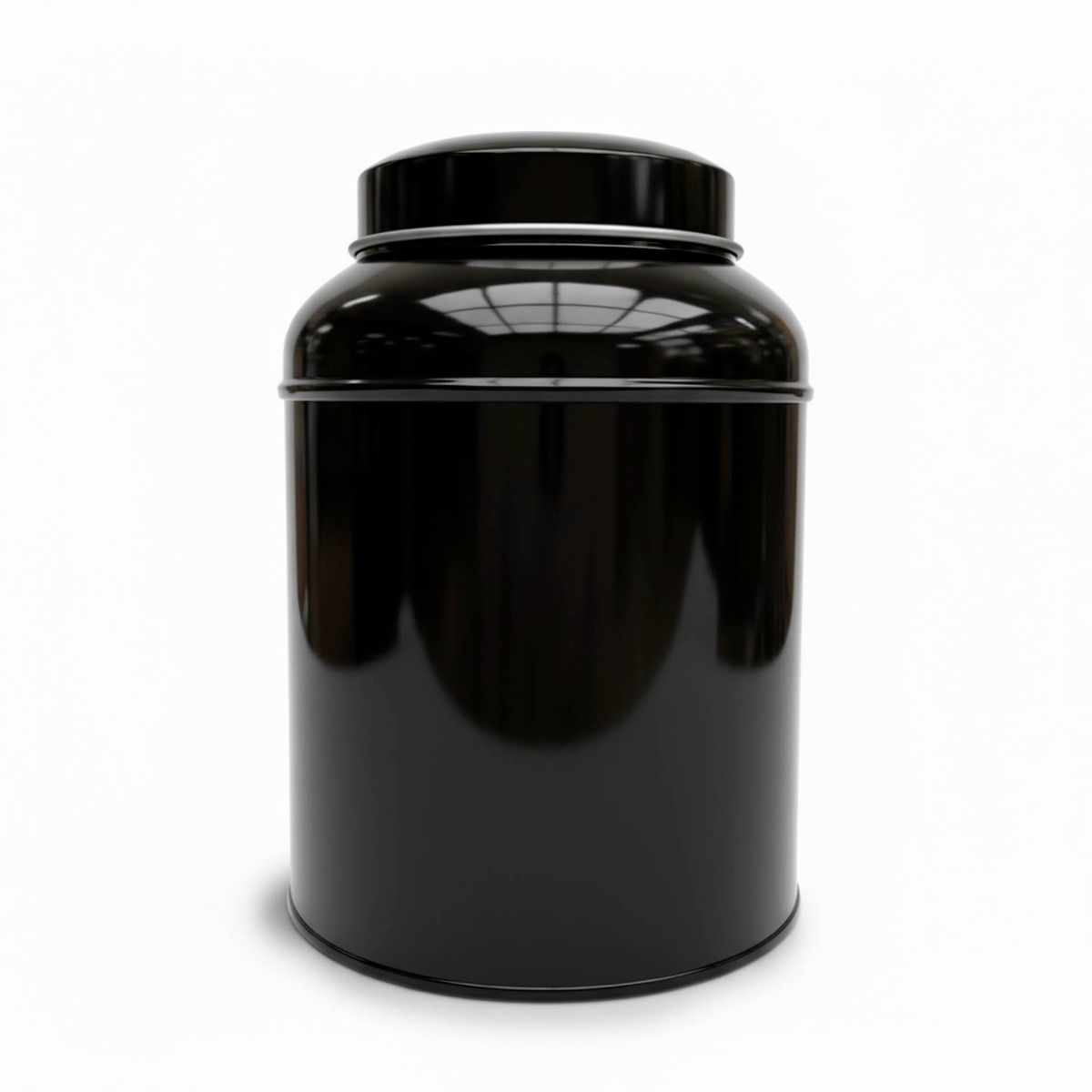 Victorian Inner-Lid Domed Round Tea Storage Tin – Black (100 g)