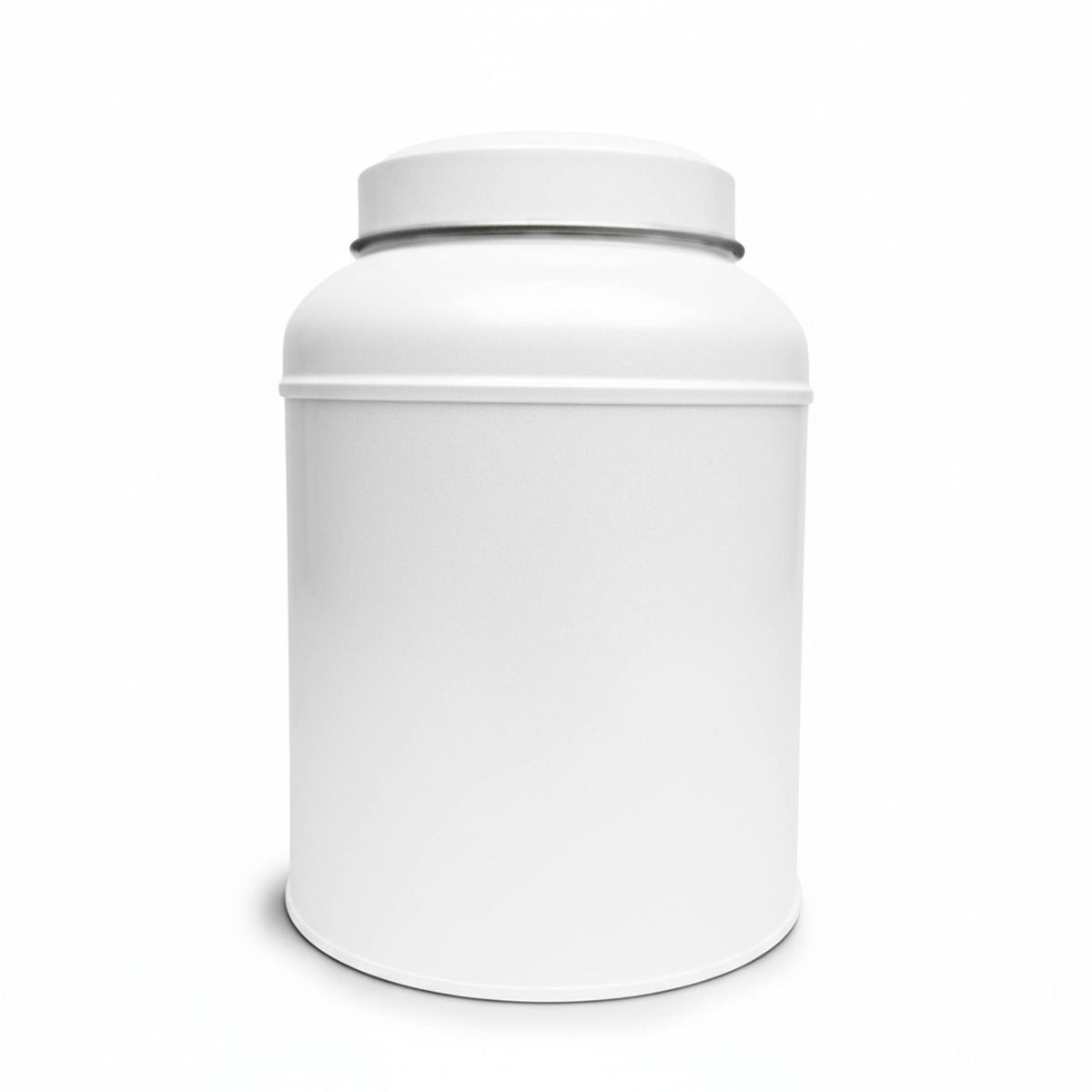 Victorian Inner-Lid Domed Round Tea Storage Tin – White (100 g)